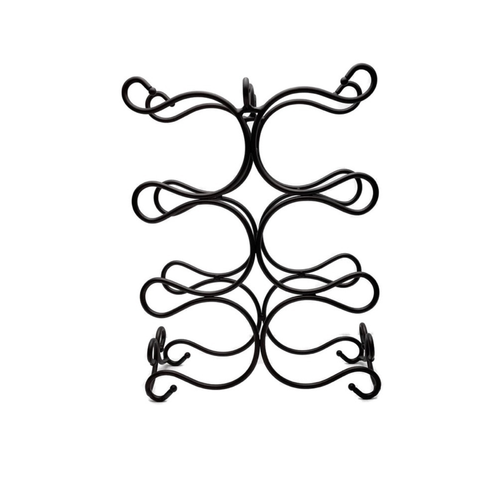 Wrought Iron Wine Rack Holds 6 Bottles Brown Metal